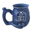 TAZA CON PIPA INTEGRADA SIP PUFF PASS BLUE CHUBBY PREMIUM ROAST & TOAST