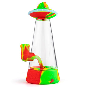 Bong OVNI de Silicona y Vidrio con Tapa que Brilla en la Oscuridad