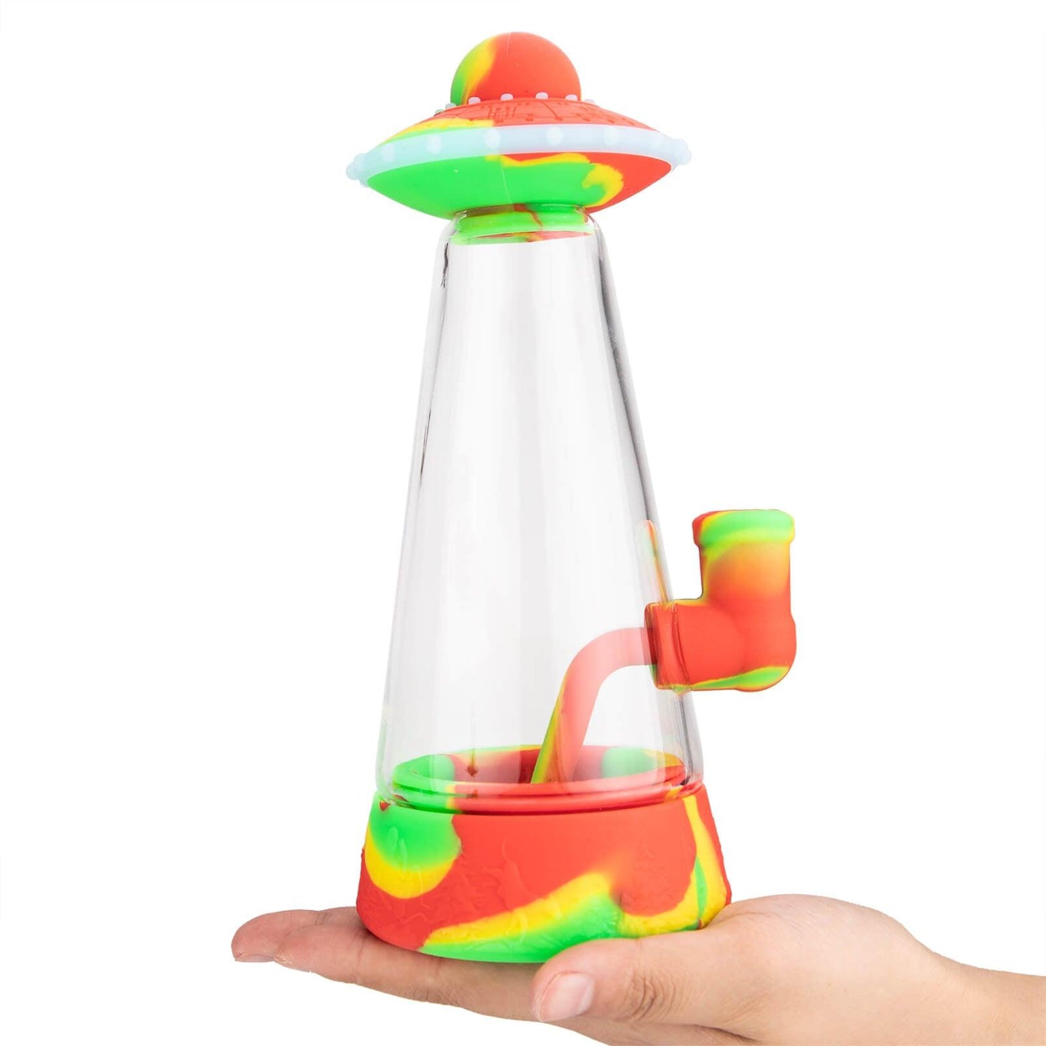 Glass Silicone UFO Bong with Glow-in-the-Dark Lid