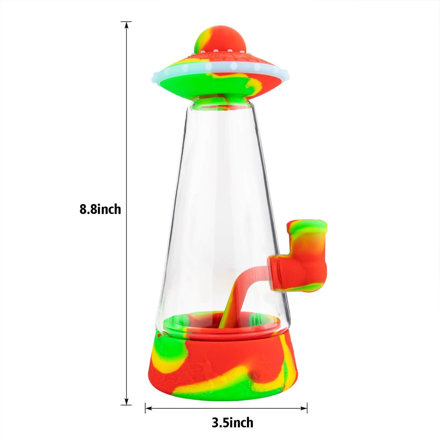 Glass Silicone UFO Bong with Glow-in-the-Dark Lid